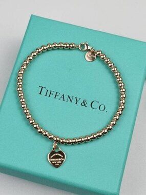 Return to Tiffany & Co. Heart Tag Bead Bracelet in Rose Gold, 4 mm